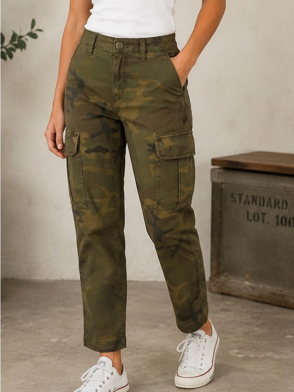Sanctuary Camo Pants Size 24 Green Camo Stretch Utility Pants